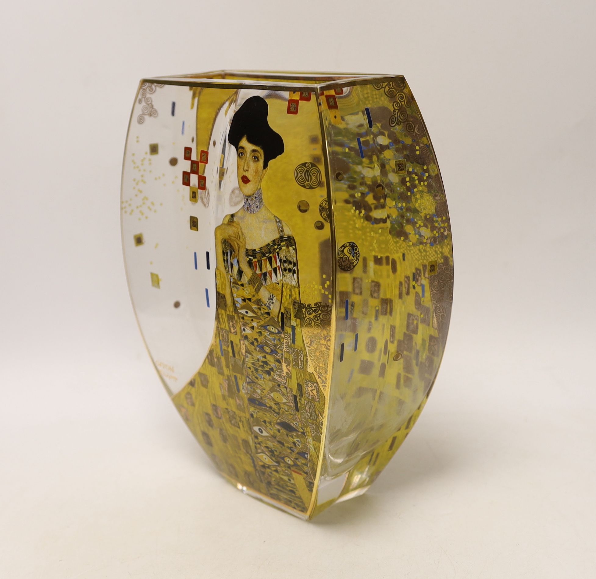 A Goebel glass vase, after Gustav Klimt, 26cm